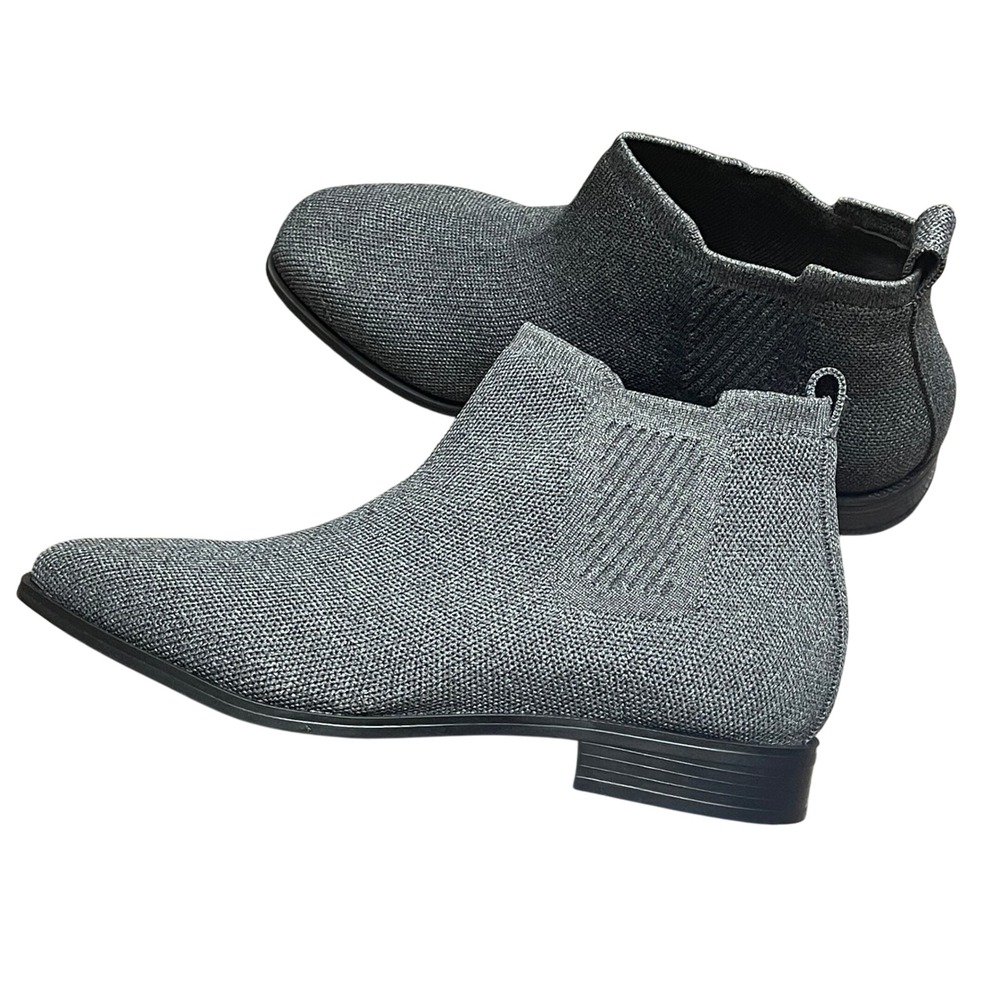 VIVAIA Women's Gray Knit Pointed Toe Ankle Booties Comfort Slip On Shoes Size 40